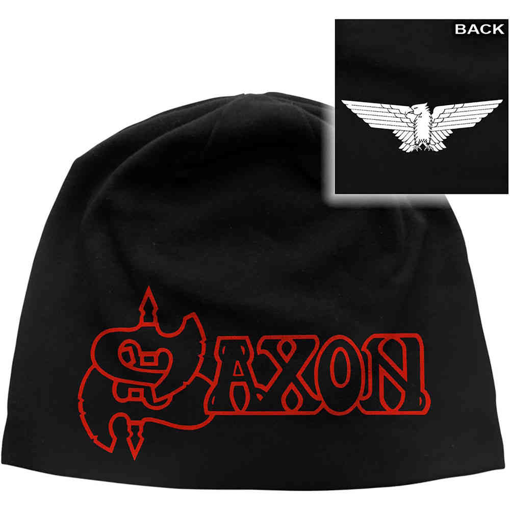 Saxon - Logo & Eagle Beanie Muts - Zwart